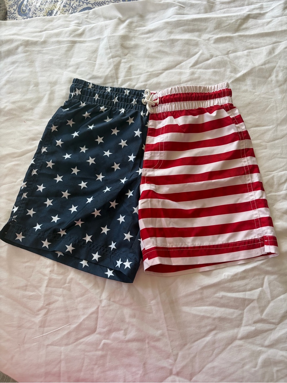 Old Navy Red, White & Navy Flag-Print Swim Shorts